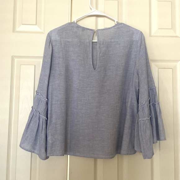 Express Blue And White Striped Bell Sleeve Blouse- Size S - Picture 8 of 14